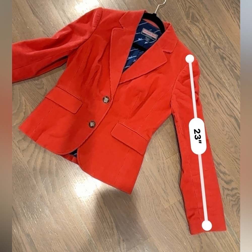 Vineyard Vines Orange Corduroy Cotton Blazer Jacket Women's Size 4 - Picture 4 of 6